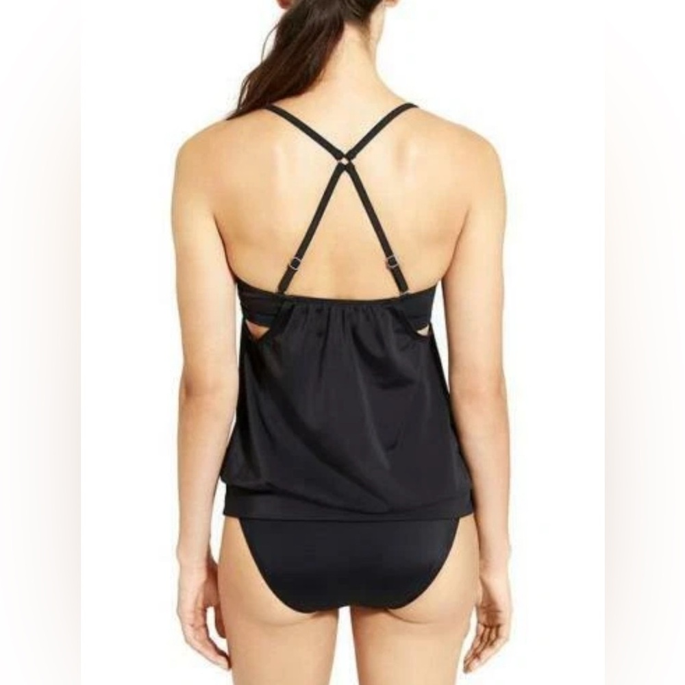 NEW [Athleta] Blousy Racerback Tankini Swim Swimsuit Top Black Women’s 34B/C - Picture 3 of 12